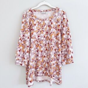 LOGO Lounge by Lori Goldstein Novelty Printed Abstract Top Tunic Size Medium